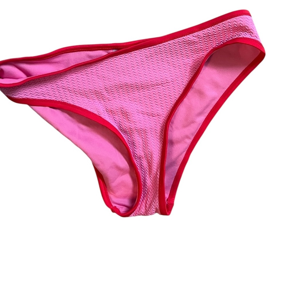 Wild Fable Pink Textured Bikini Bottom with Bright Pink Trim Small